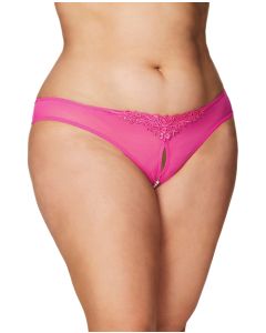 Crotchless Thong w/Pearls Hot Pink
